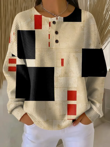 

Casual Crew Neck Abstract Sweatshirt Printing, As picture, Hoodies & Sweatshirts