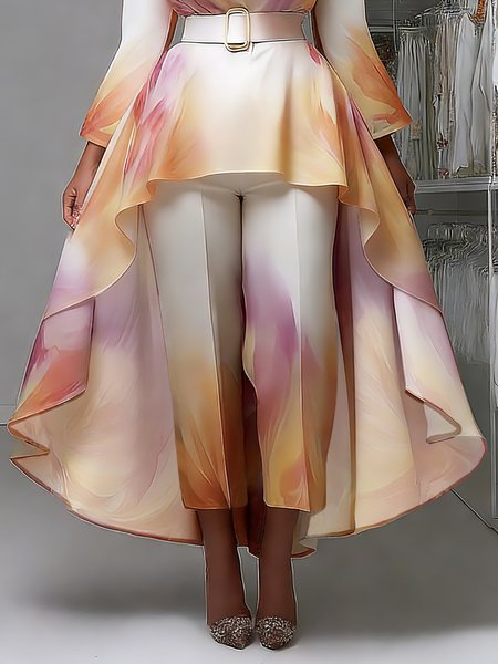 

Elegant Random Print Printing Straight Pants, As picture, Pants