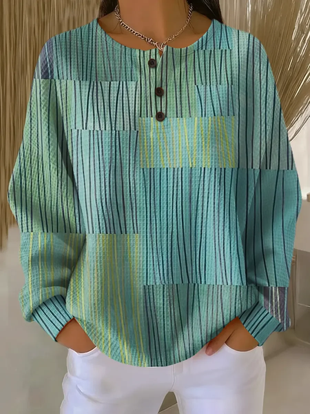 

Casual Crew Neck Abstract Sweatshirt Printing, Green, Hoodies & Sweatshirts