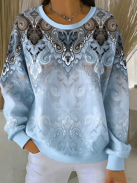 

Vintage Crew Neck Geometric Sweatshirt, Blue, Hoodies & Sweatshirts