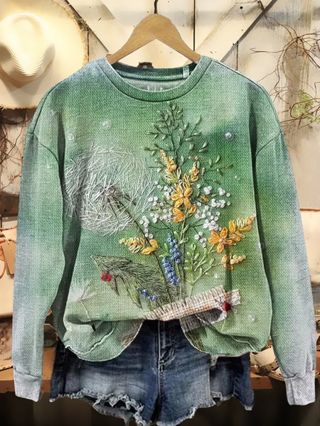 

Women Floral Crew Neck Printing Casual Spring/Fall Long Sleeve Sweatshirt, Green, Sweatshirts & Hoodies