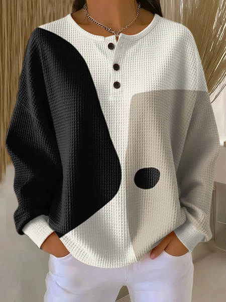 

Women Abstract Crew Neck Printing Casual Spring/Fall Long Sleeve Sweatshirt, Black, Sweatshirts & Hoodies