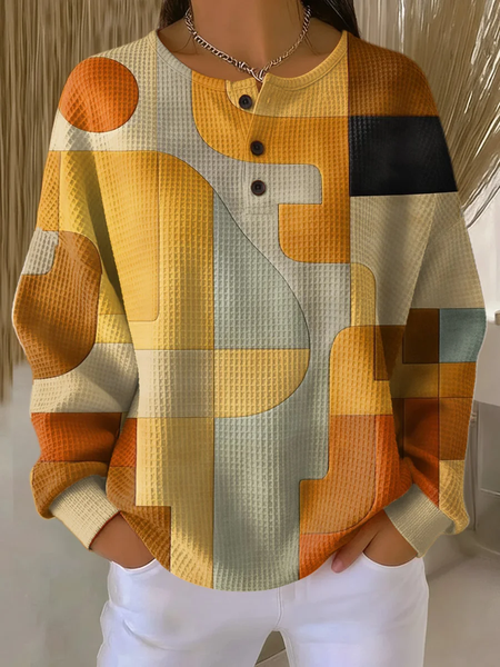 

Casual Crew Neck Abstract Sweatshirt Printing, Orange, Hoodies & Sweatshirts