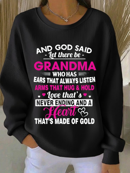 

Women Text Letters Crew Neck Printing Casual Spring/Fall Long Sleeve Sweatshirt, Black, Sweatshirts & Hoodies