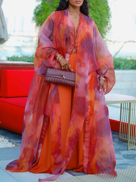 

Vacation Balloon Sleeve Printing Abstract Kimono, As picture, Kimonos