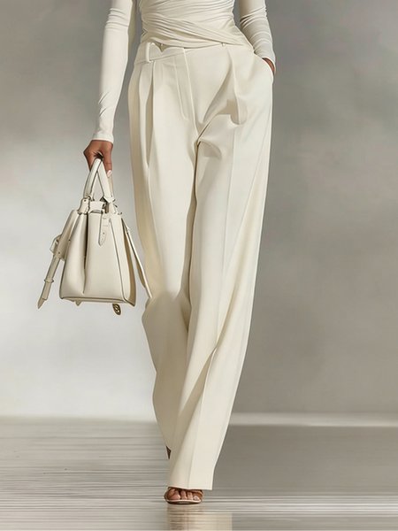 

Urban Plain Straight Pants, White, Pants