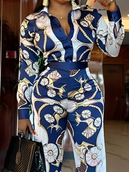 

Urban Geometric Printing Shirt Collar Shirt, As picture, Blouses and Shirts