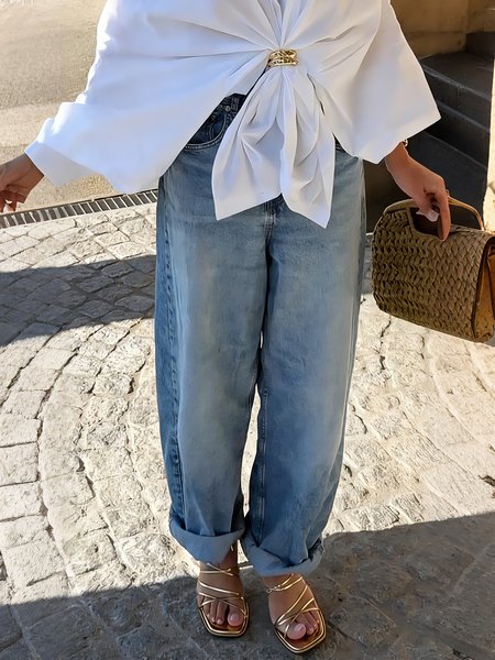 

Urban Plain Loose Pockets Jeans, Blue, Jeans