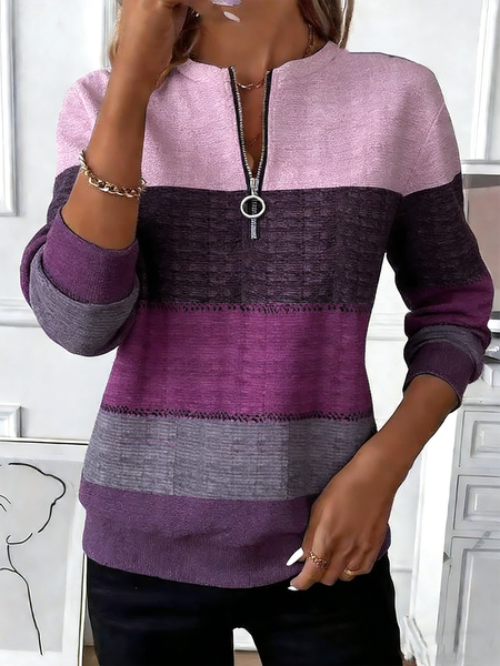 

Vintage Crew Neck Striped Sweatshirt, Purple, Hoodies & Sweatshirts