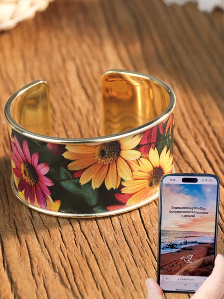 

Electroplated Retro Distressed Pu Iron Sunflower Bracelet Forest Style Artistic Nfc Design Niche Open-face Jewelry, Color30, Bracelets