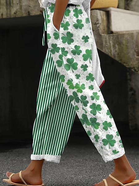 

Women Shamrock Long Pants Casual Spring/Fall Trousers, Green, Pants