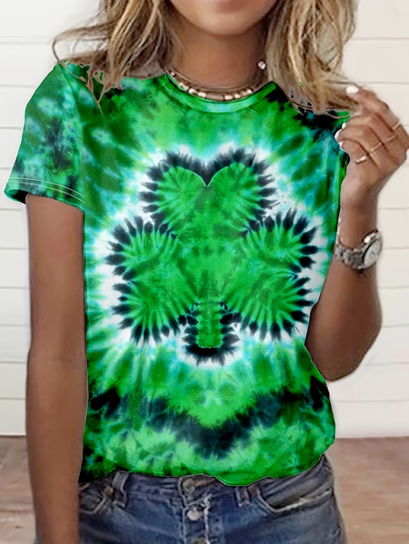 

Casual Shamrock Crew Neck Short Sleeve T-shirt, Green, T-shirts
