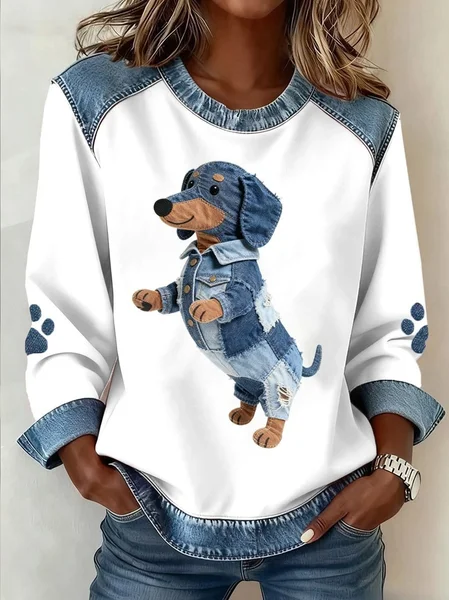 

Women Color Block Crew Neck Casual Spring/Fall Long Sleeve Sweatshirt, White, Sweatshirts & Hoodies