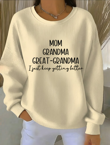 

Casual Crew Neck Text Letters Sweatshirt Printing, Apricot, Hoodies & Sweatshirts