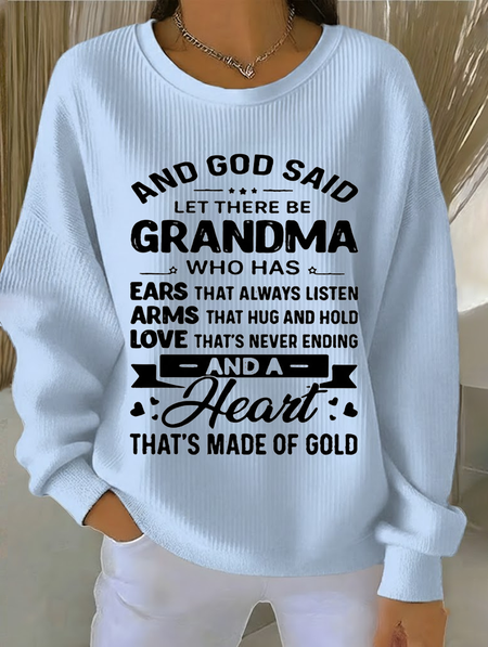 

Casual Crew Neck Text Letters Sweatshirt Printing, Blue, Hoodies & Sweatshirts