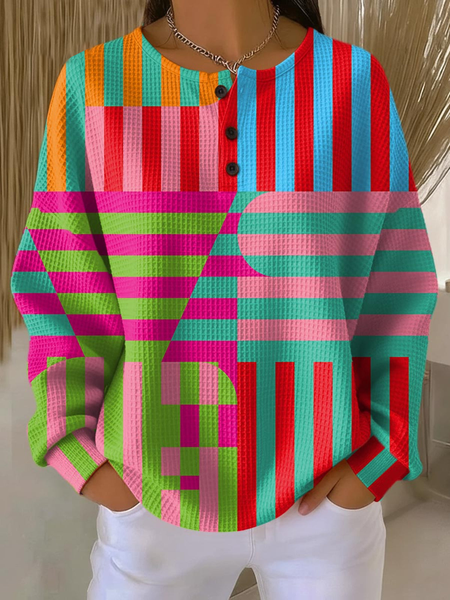 

Women Abstract Crew Neck Printing Casual Spring/Fall Long Sleeve Sweatshirt, As picture, Sweatshirts & Hoodies