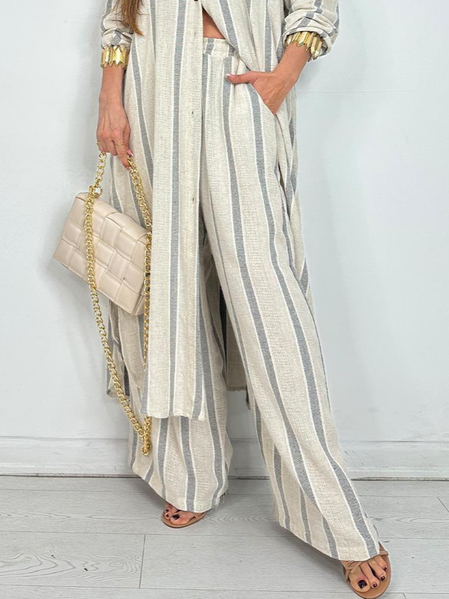 

Casual Striped Wide Leg Pants, As picture, Pants
