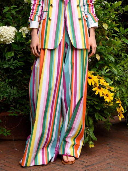 

Vacation Striped Printing Wide Leg Pants, As picture, Pants