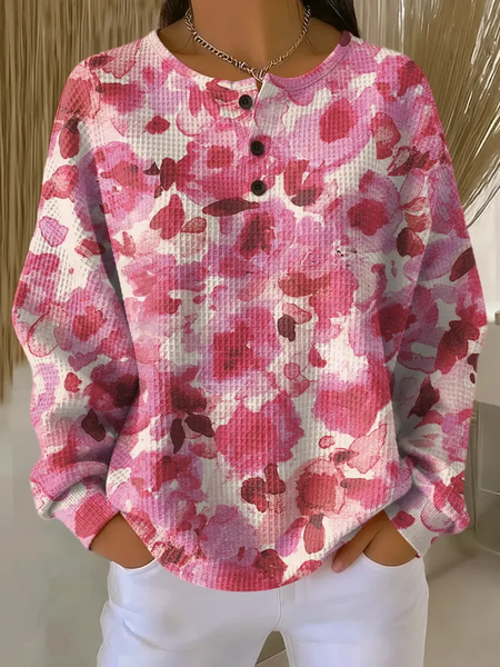 

Women Abstract Crew Neck Printing Casual Spring/Fall Long Sleeve Sweatshirt, Pink, Sweatshirts & Hoodies