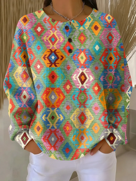 

Casual Crew Neck Abstract Sweatshirt Printing, As picture, Hoodies & Sweatshirts