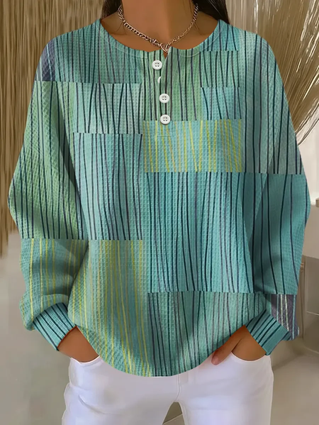 

Women Abstract Crew Neck Printing Casual Spring/Fall Long Sleeve Sweatshirt, Green, Sweatshirts & Hoodies