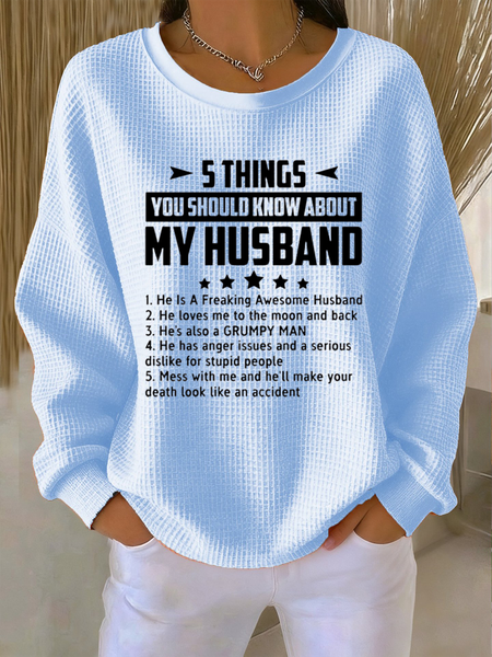 

Casual Letter Pattern Crew Neck Long Sleeve T-shirt, Blue, Hoodies & Sweatshirts