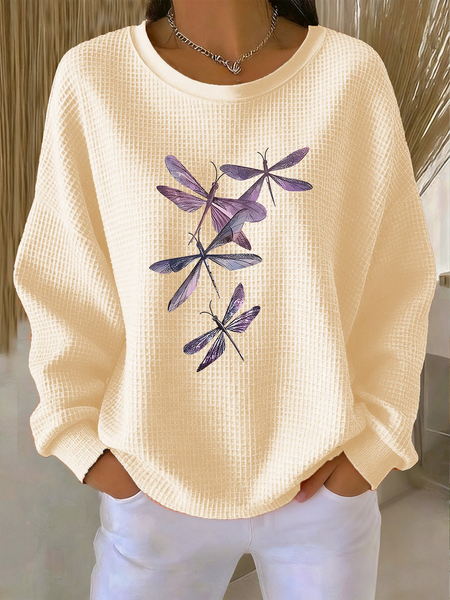 

Casual Butterfly Crew Neck Long Sleeve T-shirt, Beige, Hoodies & Sweatshirts