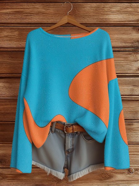

Women Geometric Long Sleeve Comfy Casual Sweater, As picture, Sweaters