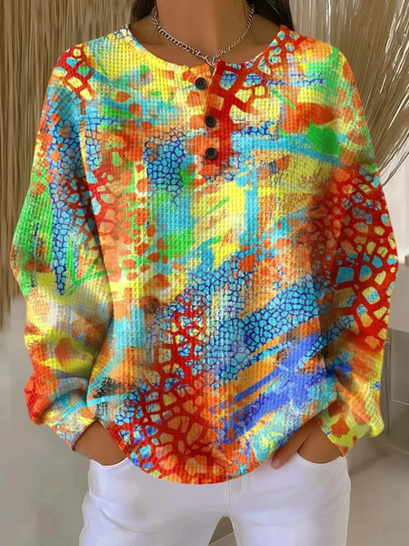 

Women Abstract Crew Neck Printing Casual Spring/Fall Long Sleeve Sweatshirt, As picture, Sweatshirts & Hoodies