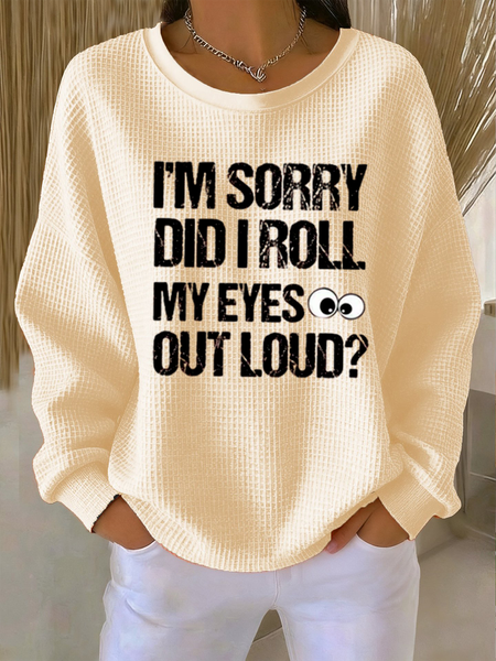 

Casual Letter Pattern Crew Neck Long Sleeve T-shirt, Beige, Hoodies & Sweatshirts