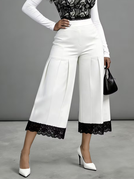 

Urban Color Block Straight Pants, Black-white, Pants