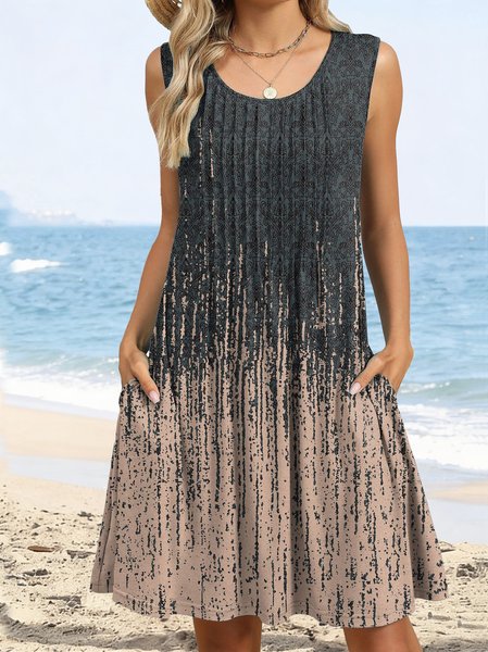 

Women Ombre Summer Dress Crew Neck Sleeveless Fit & Flare Dress A-Line Dress, As picture, Dresses