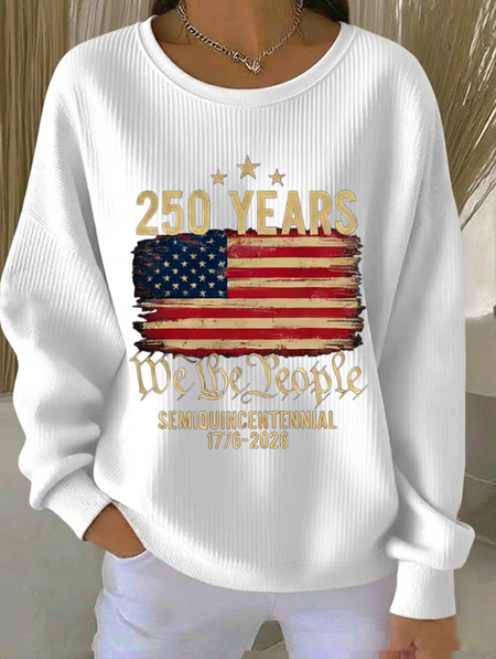 

Casual Crew Neck Text Letters Sweatshirt Printing, White, Hoodies & Sweatshirts