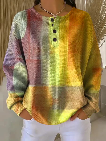 

Women Abstract Crew Neck Printing Casual Spring/Fall Long Sleeve Sweatshirt, Yellow, Sweatshirts & Hoodies