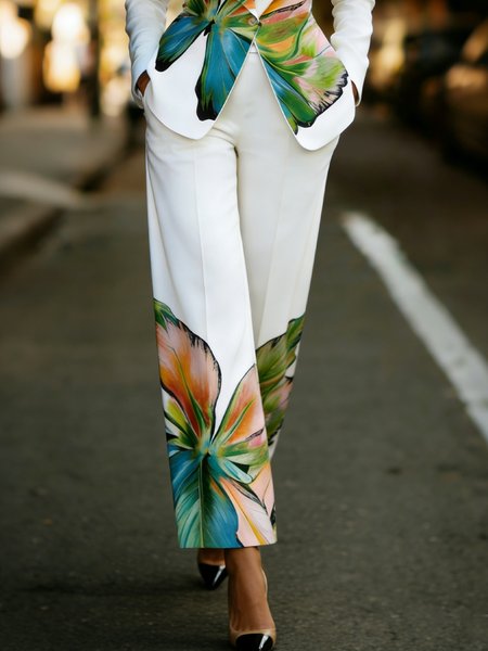 Urban Floral Printing Fashion  Straight Pants