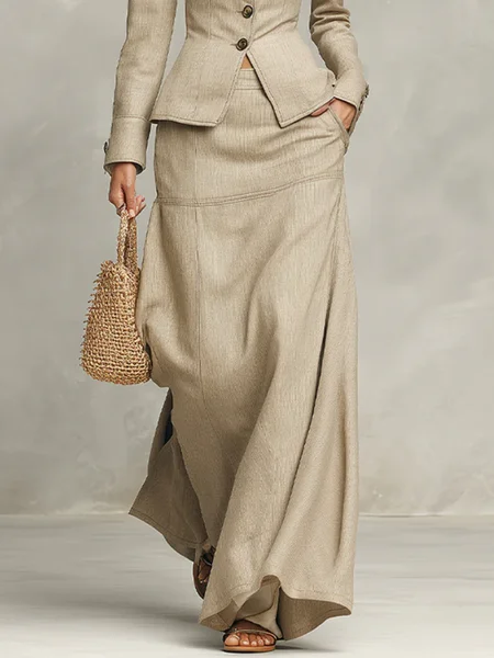 

Urban Plain Maxi Skirt, Oatmeal, Skirts