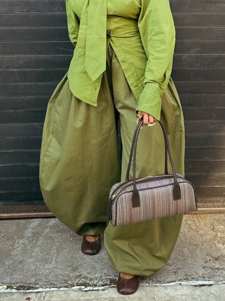 

Casual Plain Turnip Pants, Green, Pants