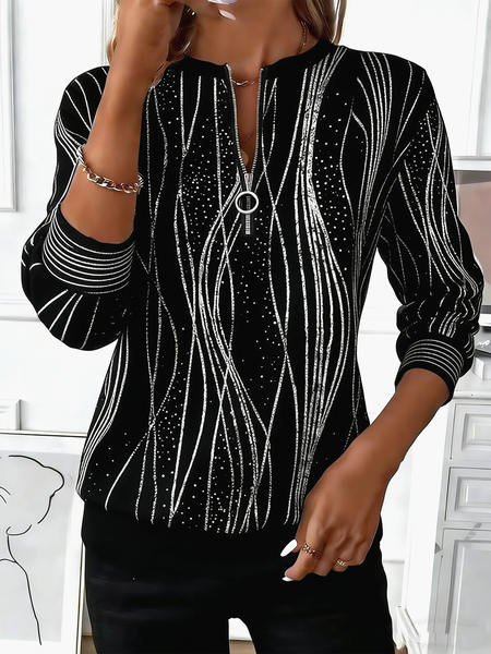 Vintage Striped Crew Neck Long Sleeve Sweatshirt