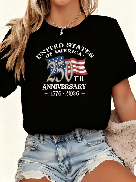 

Women Text Letters Short Sleeve Tee T-shirt Crew Neck Printing Casual Graphic Tee Summer Top, Black, T-Shirts