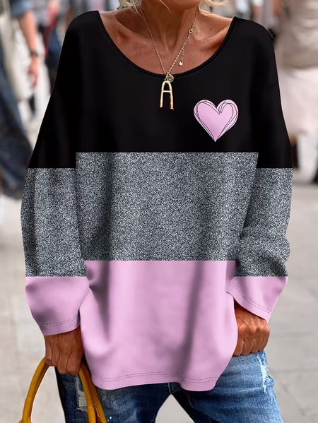 

Women Heart/Cordate Long Sleeve Tee T-shirt V Neck Printing Casual Spring/Fall Top, As picture, T-Shirts