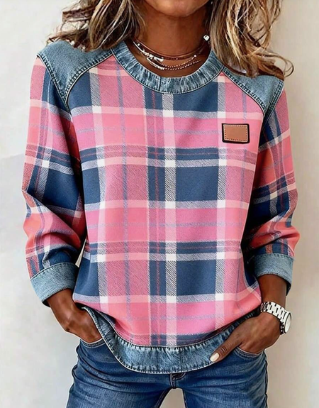 Casual Crew Neck Geometric Sweatshirt