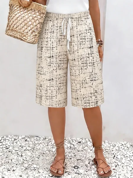 Women Plaid Fifth Pants Pants Casual Summer Trousers