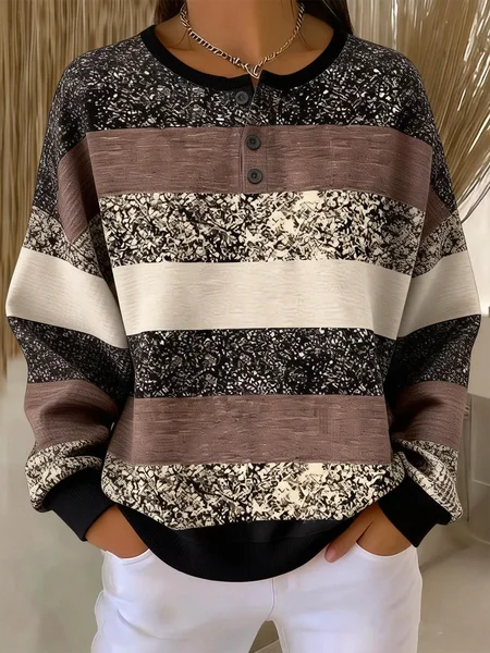 

Casual Striped Sweatshirt, Brown, Hoodies & Sweatshirts