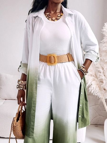 

Vacation Ombre Printing Shirt, Green, Blouses and Shirts