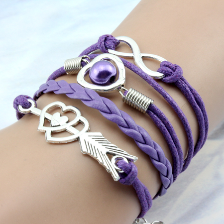 Multi layered Romantic bracelet, Purple, Bracelet Set