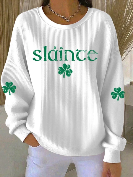 

Women Shamrock Crew Neck Printing Casual Spring/Fall Long Sleeve Sweatshirt, White, Sweatshirts & Hoodies
