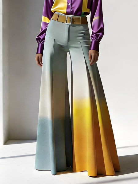 Urban Gradient Pattern Wide Leg Pants