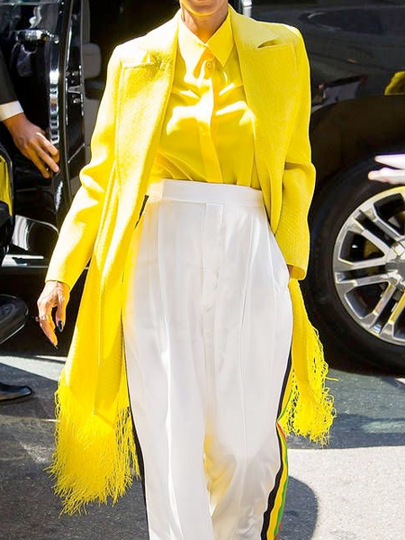 

Urban Buttoned Tassel Plain Lapel Collar Trench Coat, Yellow, Coats