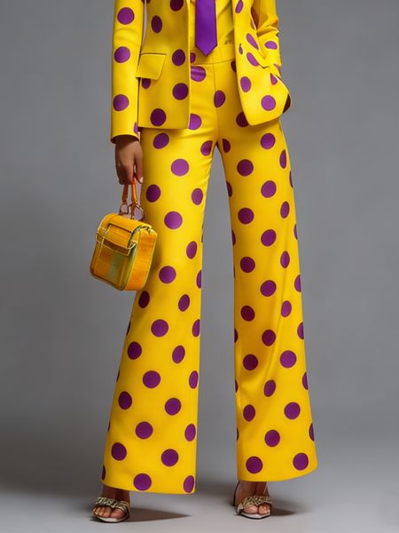 

Urban Polka Dots Straight Pants, As picture, Pants
