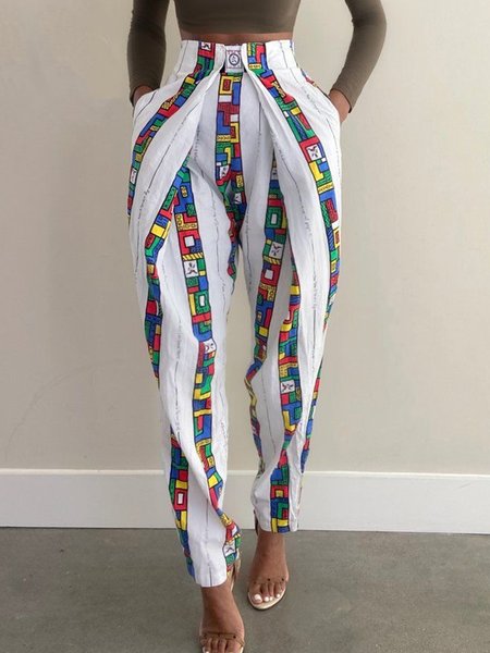 Urban Geometric Printing  Fashion Harem Pants